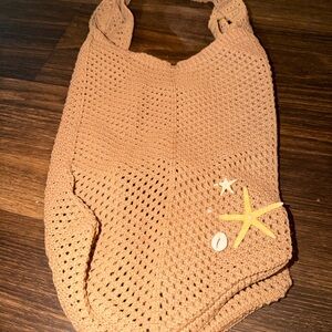 SHEIN Tan Crochet Tote Bag
